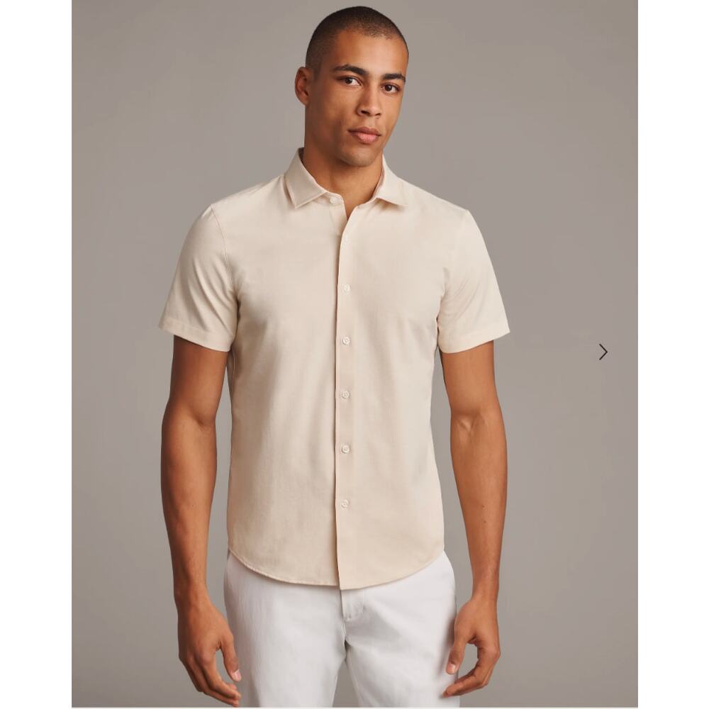 NWT Rhone Button Down Men's Size XL Brezza Linen-Blend Short Sleeve Shirt (0554)